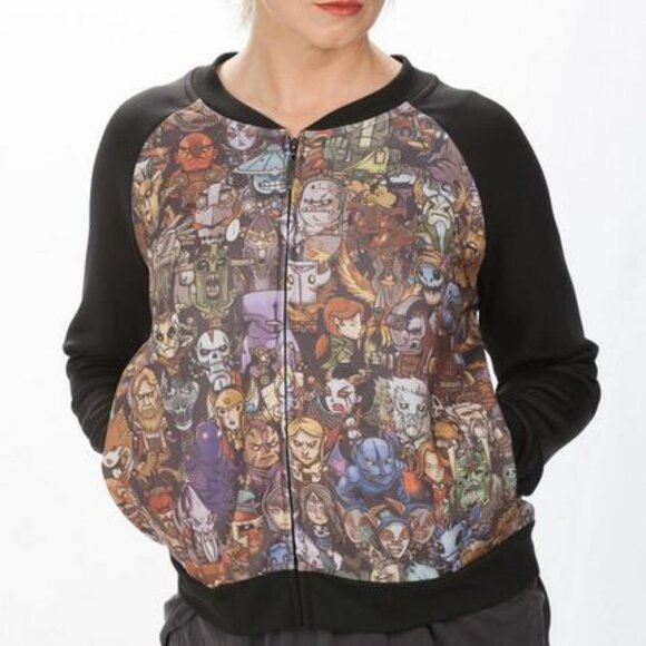 DOTA 2 Hero Collage Sketch Black Light Jacket Printed Graphic Plus Size XXL - Picture 1 of 15